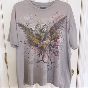 Dominus Grey Winged Primative Bird Graphic Tee